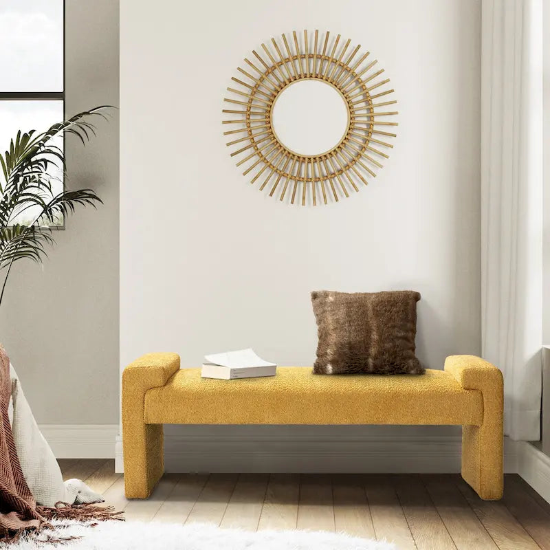 Banco decorativo tapizado de un asiento en gris, negro, salvia, amarillo o marfil