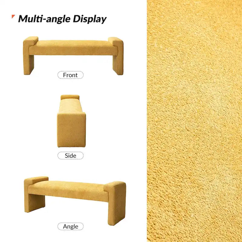 Banco decorativo tapizado de un asiento en gris, negro, salvia, amarillo o marfil