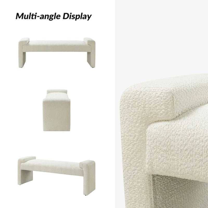 Banco decorativo tapizado de un asiento en gris, negro, salvia, amarillo o marfil