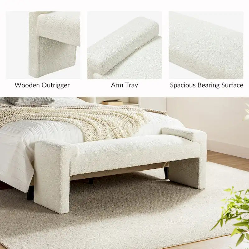 Banco decorativo tapizado de un asiento en gris, negro, salvia, amarillo o marfil