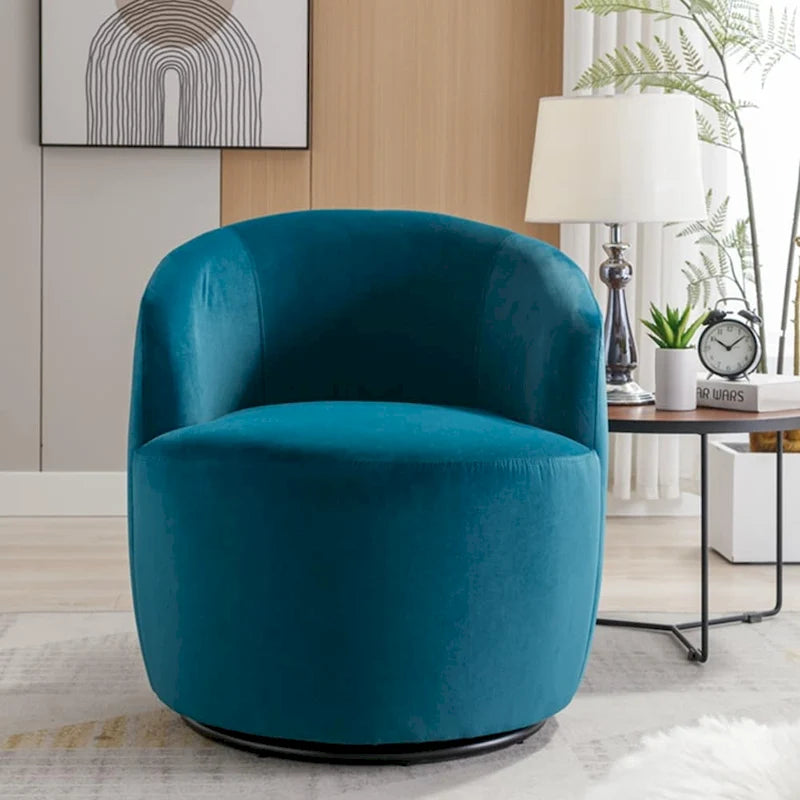 Multi-Color Velvet Swivel Barrel Accent Chair, Single Seat