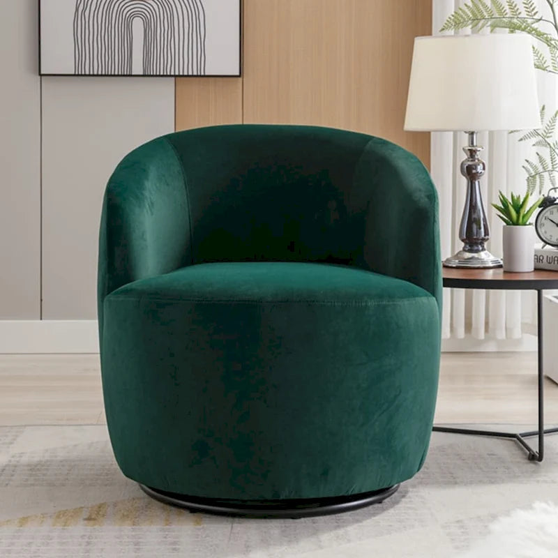 Multi-Color Velvet Swivel Barrel Accent Chair, Single Seat