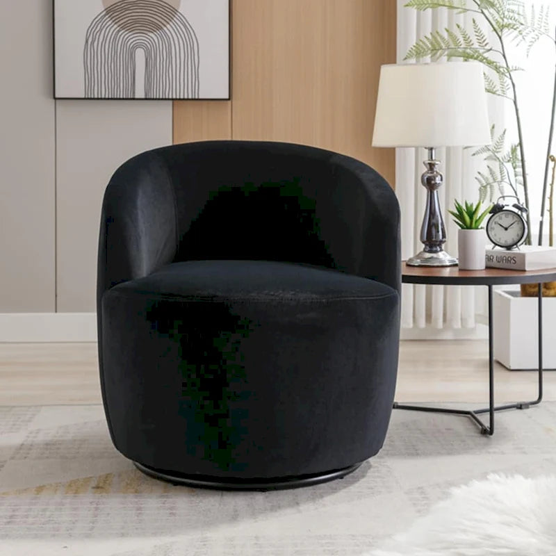 Multi-Color Velvet Swivel Barrel Accent Chair, Single Seat