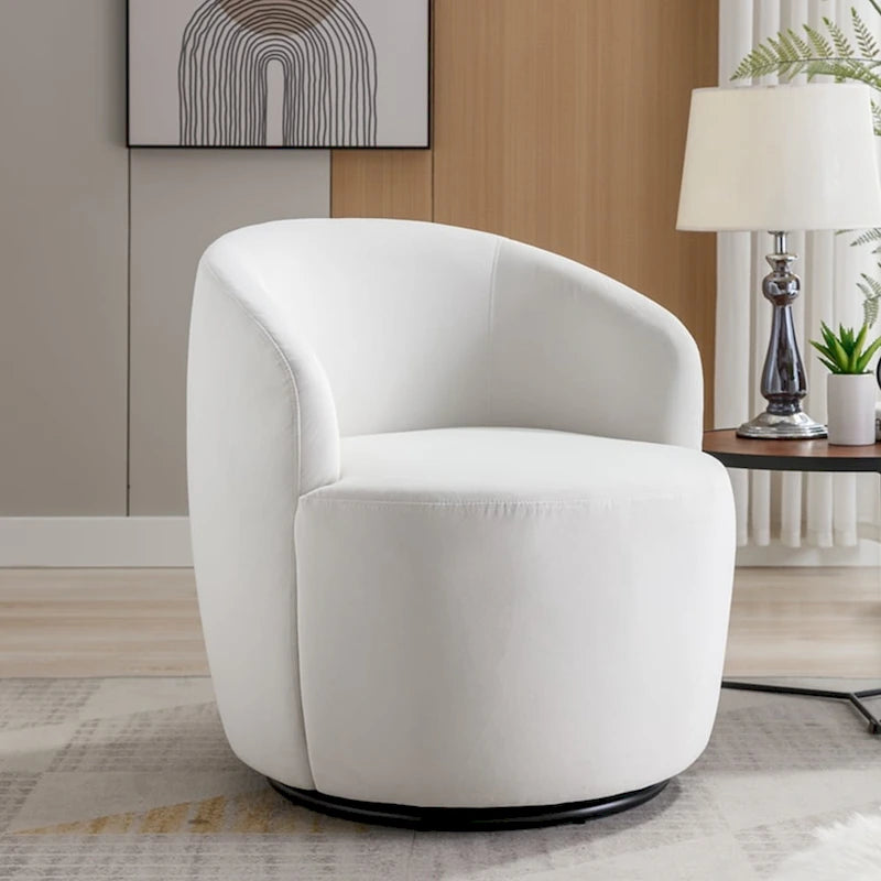 Multi-Color Velvet Swivel Barrel Accent Chair, Single Seat