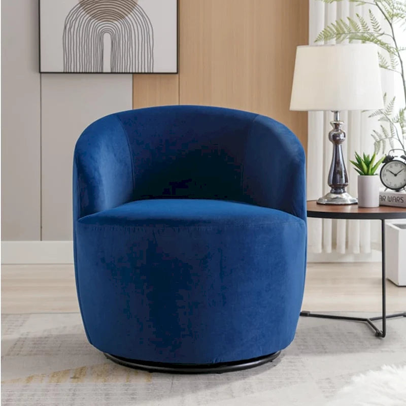 Multi-Color Velvet Swivel Barrel Accent Chair, Single Seat