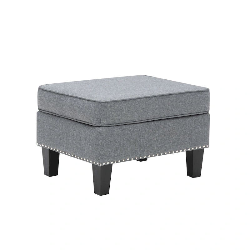 Grey / Dark Grey / Blue / Green / Red Fabric Accent Ottoman, 1-Person