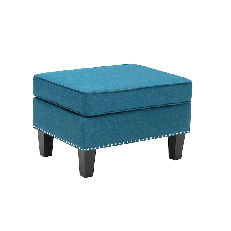 Grey / Dark Grey / Blue / Green / Red Fabric Accent Ottoman, 1-Person