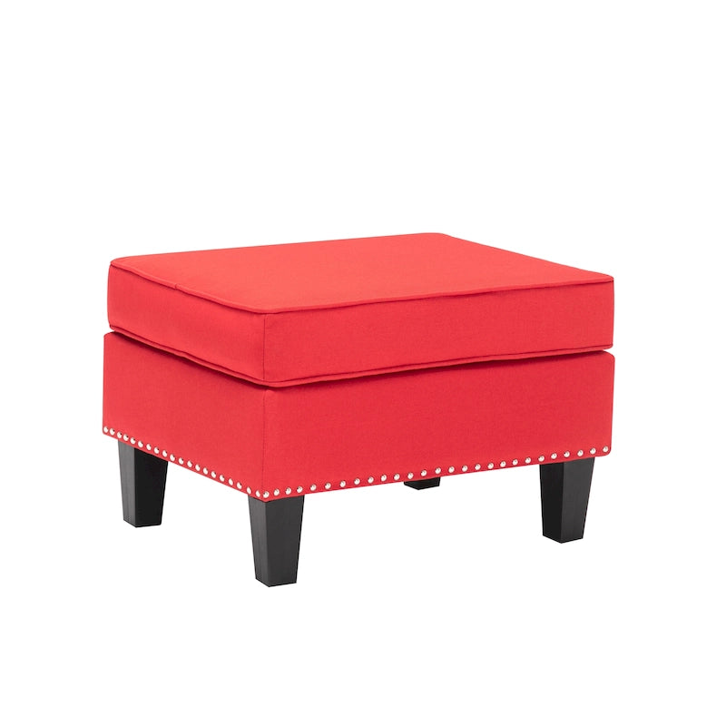 Grey / Dark Grey / Blue / Green / Red Fabric Accent Ottoman, 1-Person