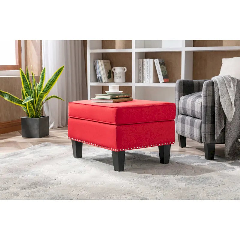 Grey / Dark Grey / Blue / Green / Red Fabric Accent Ottoman, 1-Person