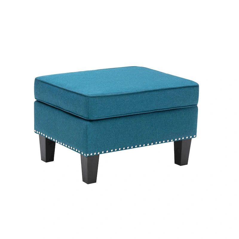 Grey / Dark Grey / Blue / Green / Red Fabric Accent Ottoman, 1-Person