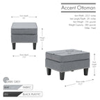 Puf decorativo de tela gris/gris oscuro/azul/verde/rojo, 1 persona