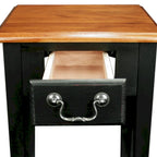 One-Drawer Square Side Table with Bottom Shelf, Medium Oak / Slate Black / White