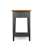 One-Drawer Square Side Table with Bottom Shelf, Medium Oak / Slate Black / White