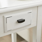 One-Drawer Square Side Table with Bottom Shelf, Medium Oak / Slate Black / White