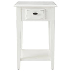 One-Drawer Square Side Table with Bottom Shelf, Medium Oak / Slate Black / White