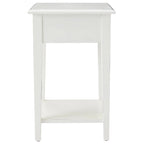 One-Drawer Square Side Table with Bottom Shelf, Medium Oak / Slate Black / White