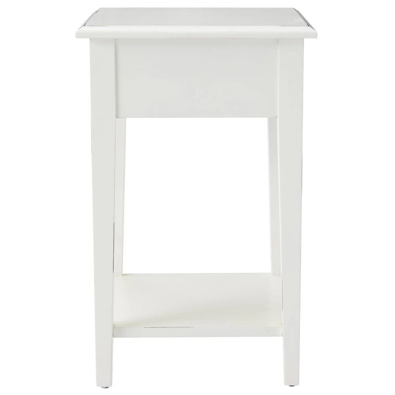 One-Drawer Square Side Table with Bottom Shelf, Medium Oak / Slate Black / White