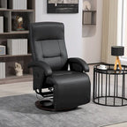 Sillón reclinable giratorio de PU negro/blanco crema/gris con reposapiés, sillón de una plaza, respaldo ajustable 135°