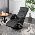 Sillón reclinable giratorio de PU negro/blanco crema/gris con reposapiés, sillón de una plaza, respaldo ajustable 135°