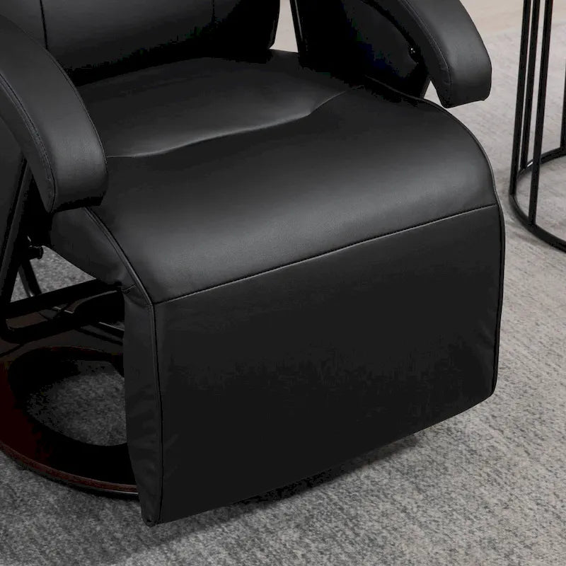 Sillón reclinable giratorio de PU negro/blanco crema/gris con reposapiés, sillón de una plaza, respaldo ajustable 135°