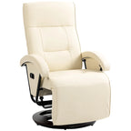 Sillón reclinable giratorio de PU negro/blanco crema/gris con reposapiés, sillón de una plaza, respaldo ajustable 135°