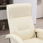 Sillón reclinable giratorio de PU negro/blanco crema/gris con reposapiés, sillón de una plaza, respaldo ajustable 135°