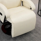Sillón reclinable giratorio de PU negro/blanco crema/gris con reposapiés, sillón de una plaza, respaldo ajustable 135°