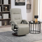 Sillón reclinable giratorio de PU negro/blanco crema/gris con reposapiés, sillón de una plaza, respaldo ajustable 135°