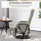 Sillón reclinable giratorio de PU negro/blanco crema/gris con reposapiés, sillón de una plaza, respaldo ajustable 135°
