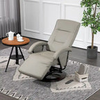 Sillón reclinable giratorio de PU negro/blanco crema/gris con reposapiés, sillón de una plaza, respaldo ajustable 135°