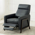 Faux Leather Push Back Recliner Chair – Midnight Blue / Caramel / Black, Single Seat