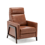 Faux Leather Push Back Recliner Chair – Midnight Blue / Caramel / Black, Single Seat
