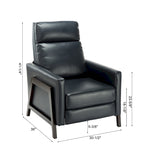 Faux Leather Push Back Recliner Chair – Midnight Blue / Caramel / Black, Single Seat