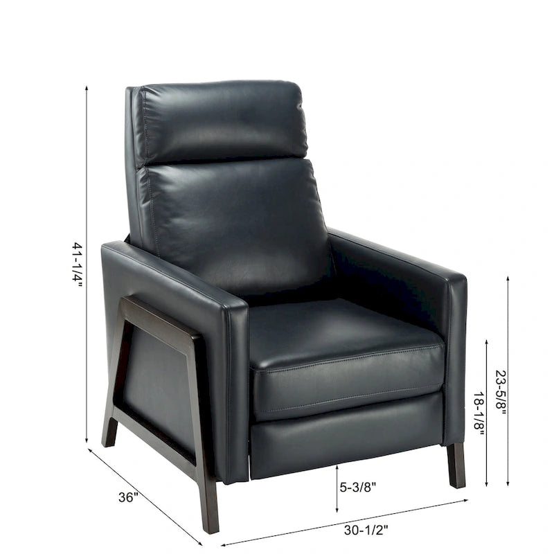 Faux Leather Push Back Recliner Chair – Midnight Blue / Caramel / Black, Single Seat