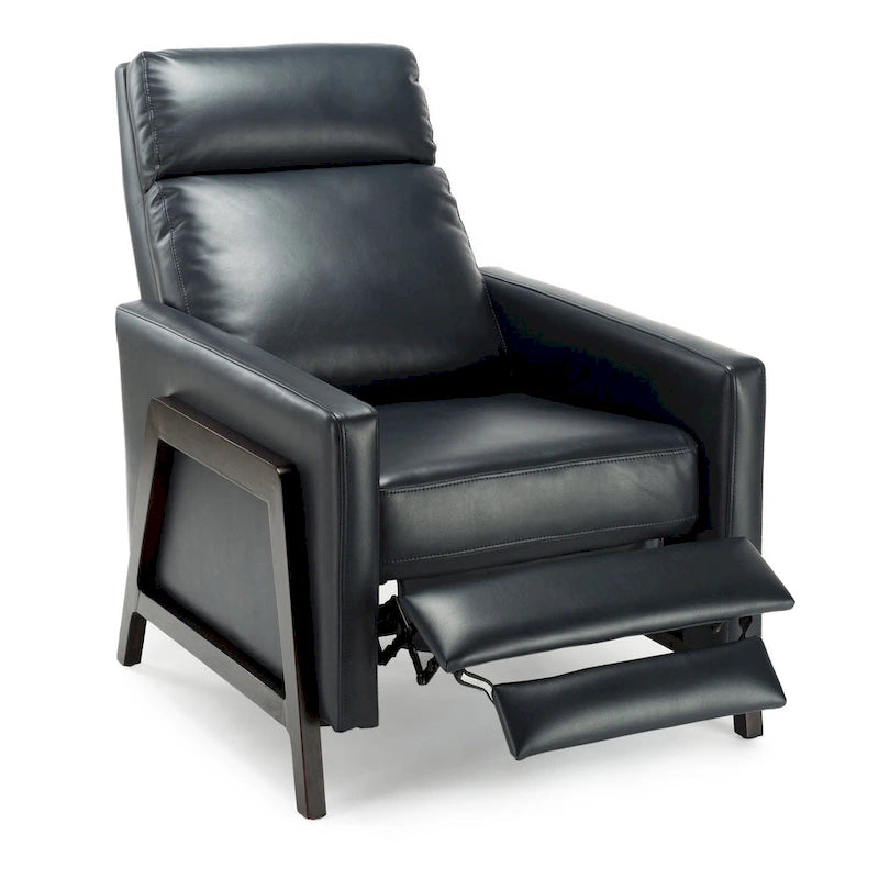 Faux Leather Push Back Recliner Chair – Midnight Blue / Caramel / Black, Single Seat