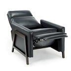 Faux Leather Push Back Recliner Chair – Midnight Blue / Caramel / Black, Single Seat