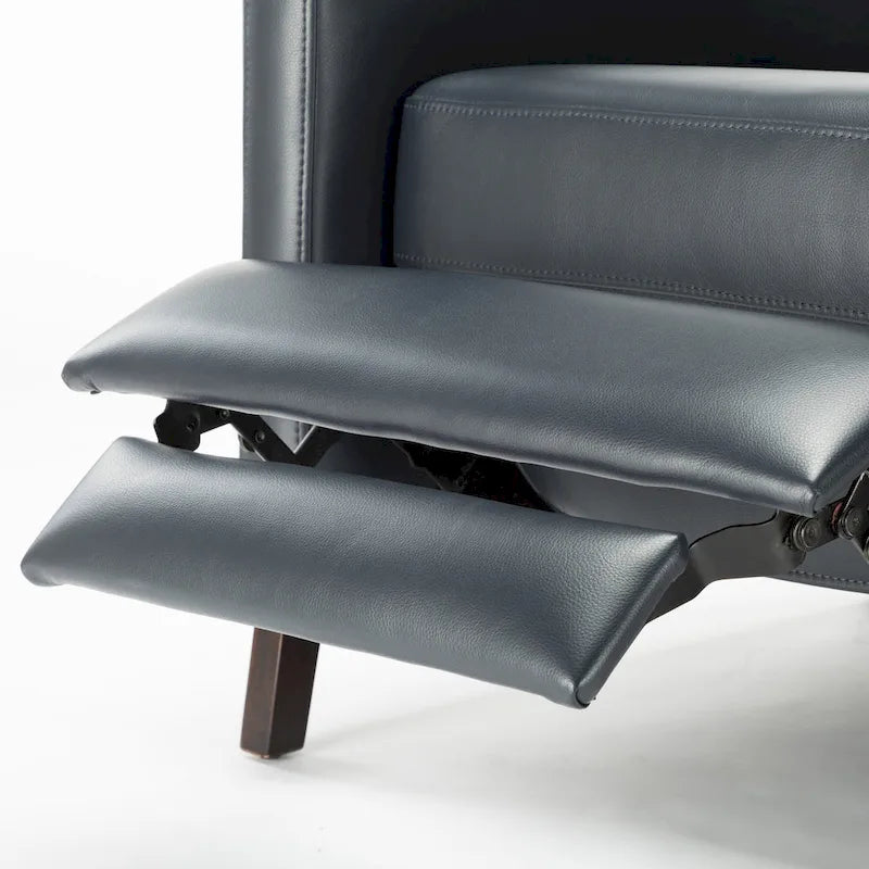Faux Leather Push Back Recliner Chair – Midnight Blue / Caramel / Black, Single Seat