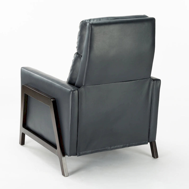 Faux Leather Push Back Recliner Chair – Midnight Blue / Caramel / Black, Single Seat