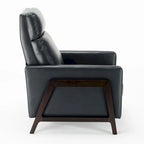 Faux Leather Push Back Recliner Chair – Midnight Blue / Caramel / Black, Single Seat