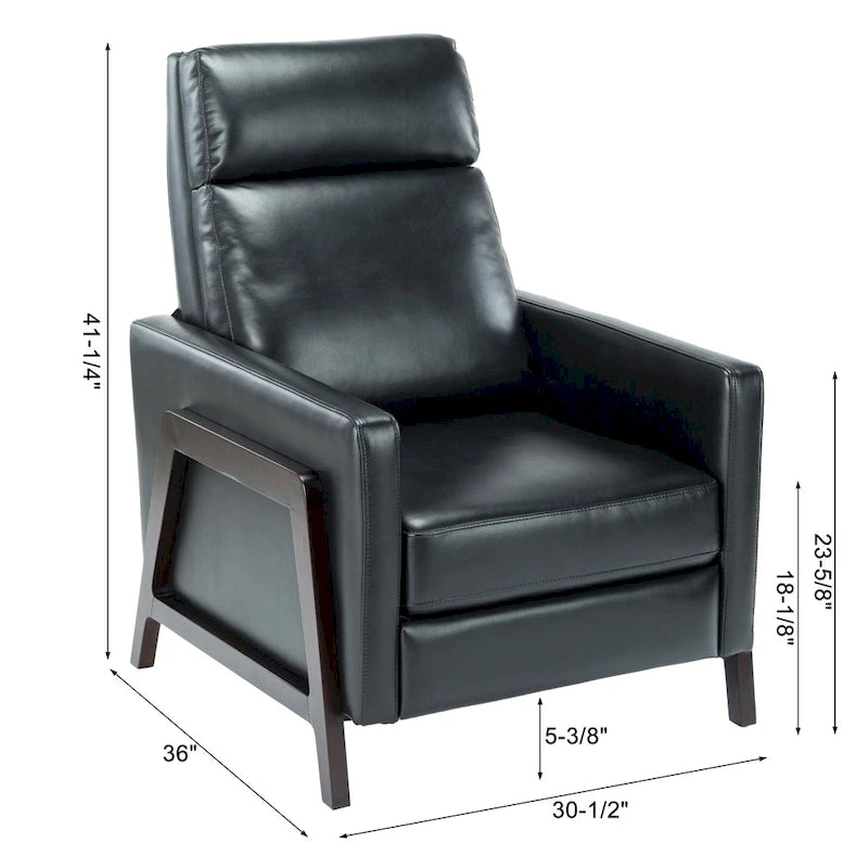 Faux Leather Push Back Recliner Chair – Midnight Blue / Caramel / Black, Single Seat