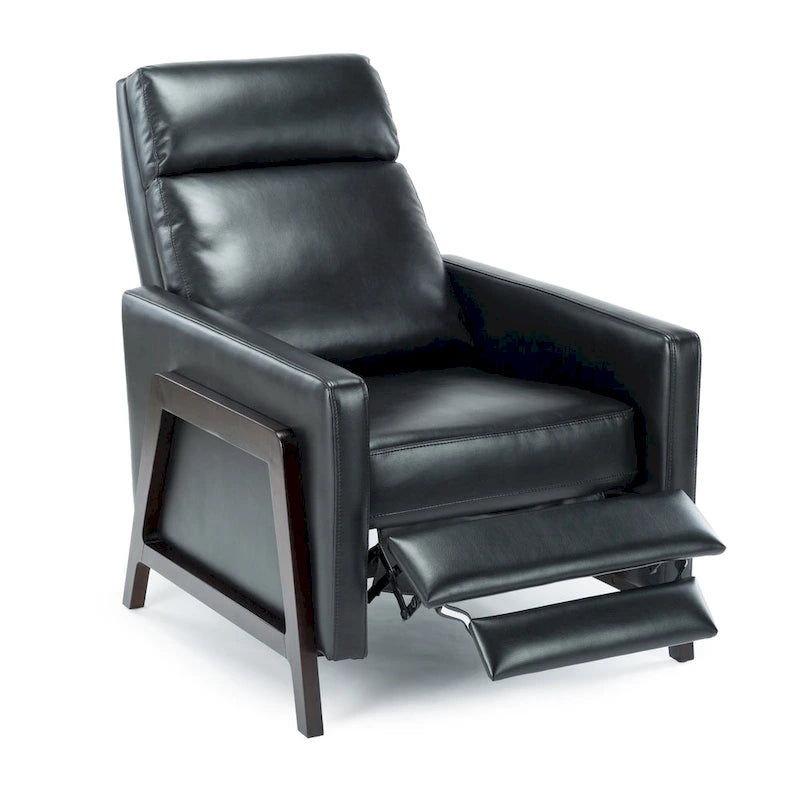 Faux Leather Push Back Recliner Chair – Midnight Blue / Caramel / Black, Single Seat