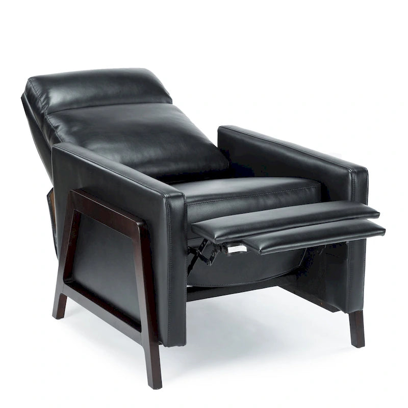 Faux Leather Push Back Recliner Chair – Midnight Blue / Caramel / Black, Single Seat