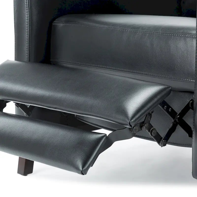 Faux Leather Push Back Recliner Chair – Midnight Blue / Caramel / Black, Single Seat