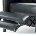 Faux Leather Push Back Recliner Chair – Midnight Blue / Caramel / Black, Single Seat
