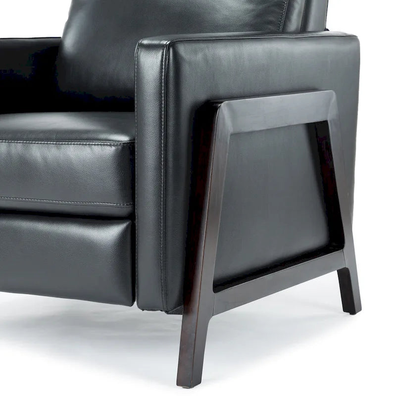Faux Leather Push Back Recliner Chair – Midnight Blue / Caramel / Black, Single Seat