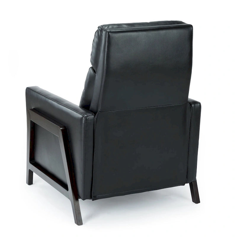 Faux Leather Push Back Recliner Chair – Midnight Blue / Caramel / Black, Single Seat