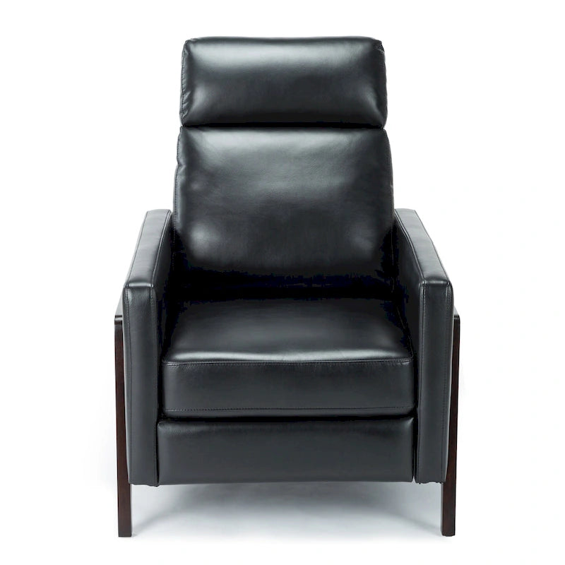 Faux Leather Push Back Recliner Chair – Midnight Blue / Caramel / Black, Single Seat