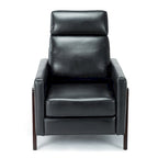 Faux Leather Push Back Recliner Chair – Midnight Blue / Caramel / Black, Single Seat