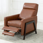 Faux Leather Push Back Recliner Chair – Midnight Blue / Caramel / Black, Single Seat