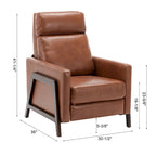 Faux Leather Push Back Recliner Chair – Midnight Blue / Caramel / Black, Single Seat